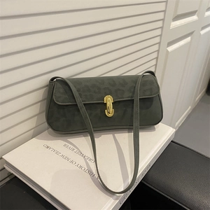 Sac Sous le Bras pour Femmes Imprimé Léopard Vintage Texture Daim Sac Baguette Avec Fermoir en Métal Sac à Épaule Mode Pochette
