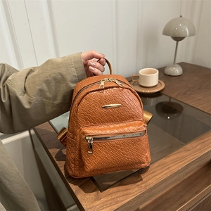 Women Woven PU Leather Mini Backpack Fashion Korean Style Large Capacity Waterproof Casual Travel School Bag Gold Hardware