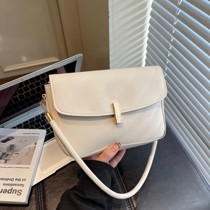Women Simple Fashion Small Square Bag PU Leather Shoulder Crossbody Bag With Metal Lock Buckle Daily Commuting Flap Handbag