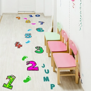 Hopscotch Game Number Floor Stickers Cartoon PVC Educational Playroom Decor For Kids Nursery School Jump Game Floor Decal