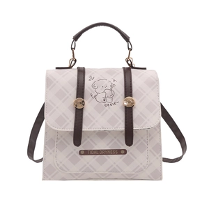 Sac à main classique à carreaux crème et gris avec bandoulière réglable élégante