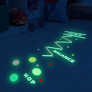 Glow In The Dark Floor Stickers PVC Fluorescent Sensory Game Decals For Kids Bedroom Playroom Jump Balance Hop Decor