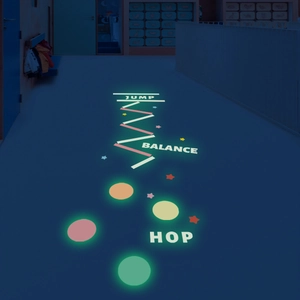 Glow in the dark PVC floor stickers for kids with jump balance and hop game instructions