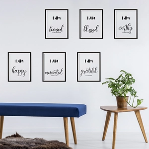 Set di 6 quadri moderni minimalisti con cornici nere per decorazione d'interni accogliente
