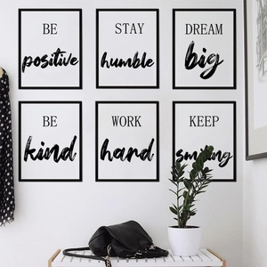 Adesivi Murali in PVC Stile Nordico Moderno Minimalista Set Citazioni Ispiratrici in Inglese Bianco e Nero Affirmations Decorazione Parete Casa Ufficio