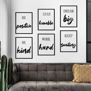 Set di 6 adesivi murali nordici con citazioni motivazionali per decorazione del soggiorno