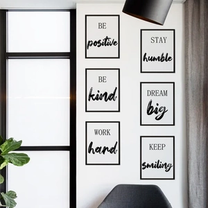 Set di 6 poster murali minimalisti in bianco e nero con citazioni motivazionali inglesi