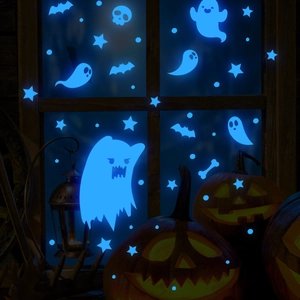 Halloween Lichtgevende Geest Vleermuis Muurstickers Glow In The Dark PVC Raamstickers Voor Feest Slaapkamer Woonkamer Decoratie