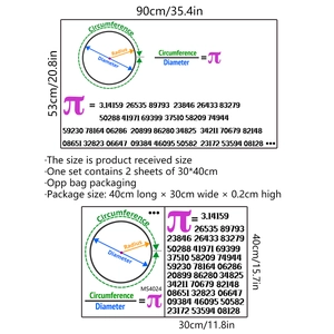 Mathematical Pi symbol wall sticker for home education decor, size 90x53cm finished layout