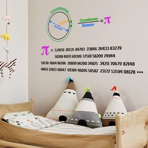 Detailed educational wall sticker showing Pi geometry formulas and numerical matrix