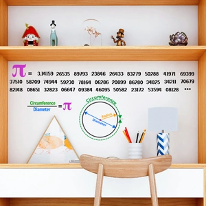 Detail of Pi mathematical wall decal showing formulas and geometry for study room decor
