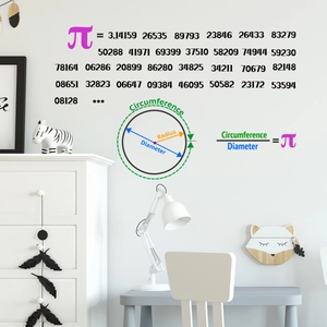 Mathematical Pi wall decal with geometry diagram and digits for study room wall decor
