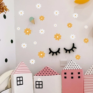 White Yellow Daisy Wall Stickers PVC Floral DIY Self Adhesive Decals For Kids Bedroom Nursery Living Room Home Decor