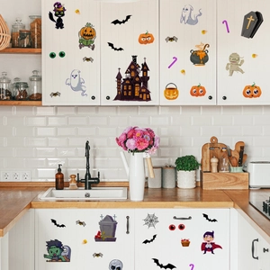 Αυτοκόλλητα τοίχου Halloween με φαντάσματα και κολοκύθες σε ντουλάπι κουζίνας