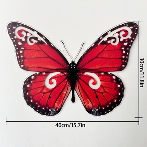 Mariposa decorativa 3D roja de 40cm con patrones detallados y diseño calado para pared