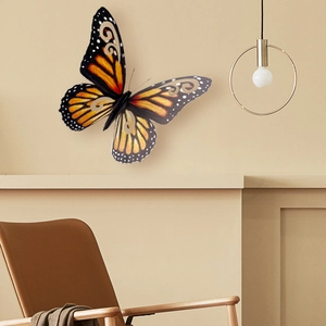 Decoración de pared de mariposa 3D detallada con elegante patrón hueco dorado hogar