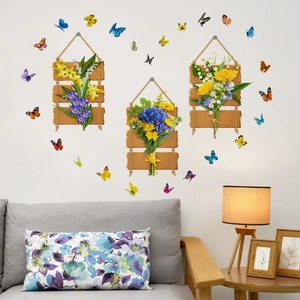 Wandaufkleber mit Blumen und Schmetterlingen für die Deko im Wohn- und Schlafzimmer