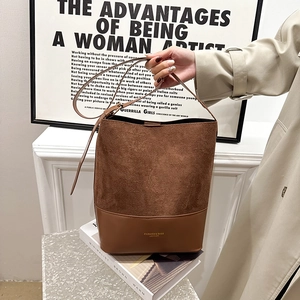 Damen Große Kapazität Wildlederimitat Spleißen Beuteltasche Vintage Schultertasche Und Kleine Tasche Mode Accessoire