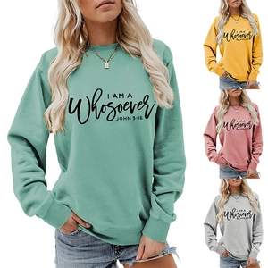 Detail of John 3:16 crewneck sweatshirt showing loose fit and multiple color options