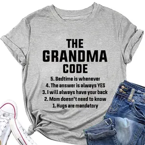 Women Casual Grandma Code Letter Print Cotton Blend Short Sleeve Crew Neck Loose T-Shirt Summer Fashion Tee Top Gift