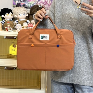 Stedelijk Eenvoudig Nylon Laptoptas Handheld Multifunctionele Tablethoes Met Voorzakken En Contrastknoppen Voor Kantoor