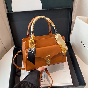 Fashionable Women Small Square Bag Chic PU Leather Handbag With Scarf Wrapped Handle Elegant Crossbody Shoulder Bag For Daily