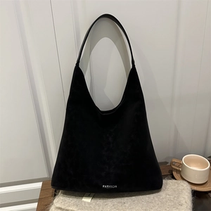 Borsa Tote da Donna Grande Capacità Moda Minimalista Texture Scamosciata Pelle PU Borsa a Tracolla Casual Hobo Stampa