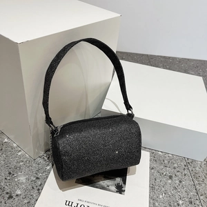 Sac à Bandoulière Cylindre à Paillettes pour Femmes Sac à Main Brillant avec Chaîne en Métal pour Fêtes et Banquets