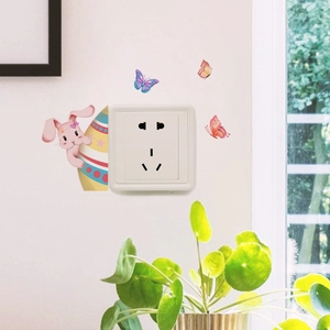 Easter Bunny Wall Sticker Cartoon Rabbit Egg Butterfly Pattern Self-Adhesive PVC Switch Decor For Home