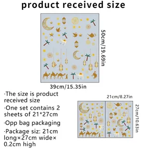 Doppelseitige Ramadan Mond Wandaufkleber, PVC Fensterbilder Statisch Haftend, 39x50cm Set