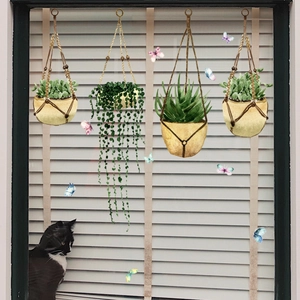Window Stickers Static Cling PVC Watercolor Hanging Plants Potted Greenery Butterflies Double Sided Decorative Decals