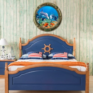 3D Submarine Porthole Wall Sticker PVC Round Ocean Life Sea Animal Decal For Bedroom Living Room Kids Room