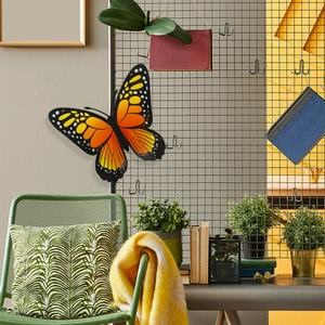 Stickers muraux papillons 3D orange et noir pour décoration de salon et de maison
