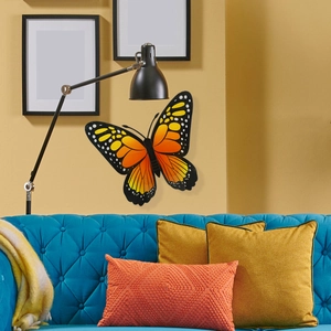 Stickers muraux papillon 3D orange et noir pour décoration murale du salon