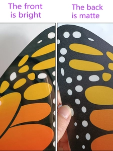 Comparaison détaillée de la finition brillante et mate sur les stickers papillon 3D