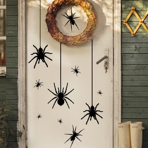 Stickers muraux araignées noires 3D de tailles variées pour décoration d'Halloween