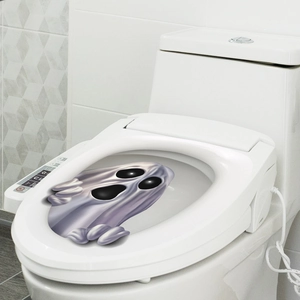 3D Halloween Geist Aufkleber für Badezimmer Deko auf weißem Toilettendeckel