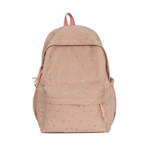 Zaino scolastico rosa minimalista con motivi a stelle argentate per studenti e ragazzi