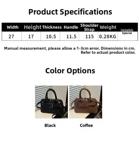 Detailed size chart for the buckle shell bag showing height, width and dimensions