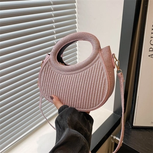 Sac Bandoulière Demi-Lune à Paillettes à la Mode pour Femmes Sac à Main avec Poignée Circulaire Intégrée Élégante Pochette de Soirée