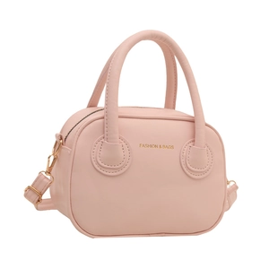 Bolso de mano minimalista rosa en piel sintética con asas y correa ajustable
