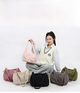 Fashion shoulder bucket bags displayed in six colors showing soft pleated fabric texture