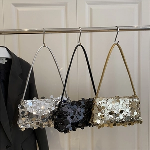 Sac à Épaule pour Femmes à Grandes Paillettes Métalliques Brillant Sac Sous le Bras pour Fête Mariage Accessoires de Mode