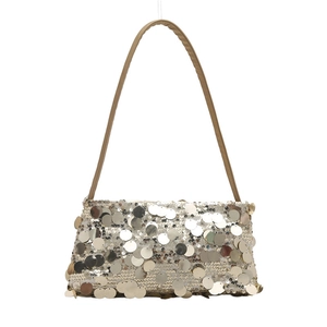 Sac à main baguette à paillettes argentées avec bandoulière pour soirées chics