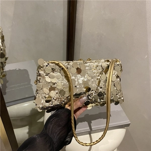 Fashion Women Sequin Underarm Shoulder Bag Urban Simplicity Party Handbag Rectangular Small Square Crossbody Bag Evening Party