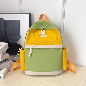 Women Fashion Color Block Nylon Backpack Large Capacity Waterproof School Bag Travel Rucksack Contrast Color Casual Daypack