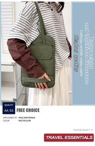 Detail of green tote bag showing lightweight fabric, quilted stitching and front pocket
