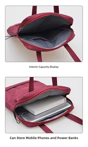 Interior view of spacious burgundy quilted tote bag with grey lining and inner pocket