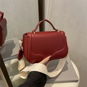 Sacoche Selle à la Mode en Cuir PU pour Femmes Avec Bandoulière Large en Toile Rétro Bord Ondulé Flip Flap Sac Bandoulière Carré