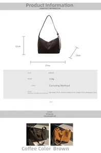 Tableau des tailles et spécifications pour ce grand sac à bandoulière en velours mat